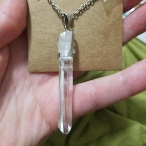 Long natural white quartz crystal